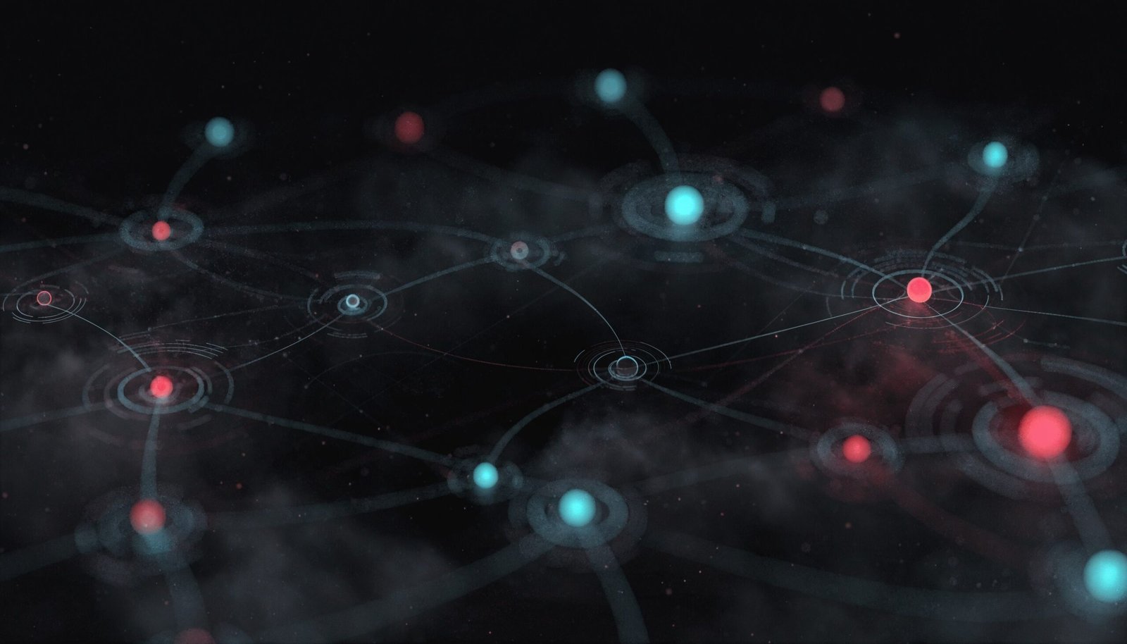 Constelacion abstracta de orbes luminosos representando agentes de IA conectados en una red neuronal